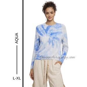 MSRP $248 Aqua 100% Cashmere tie-dye Sweater Size L-XL SAME DAY SHIP / NEXT DAY
